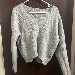 Cozy Gray Cable Knit Sweater